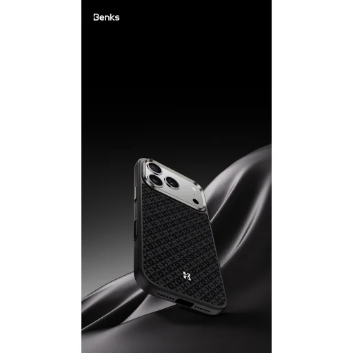 Benks Magnetic Armor Pro Armor Grid Kevlar tok Metal Frame 600D (Y069) iPhone 17 Pro fekete, - 8