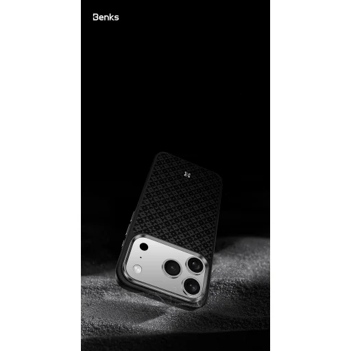 Benks Magnetic Armor Pro Armor Grid Kevlar tok Metal Frame 600D (Y069) iPhone 17 Pro fekete, - 9