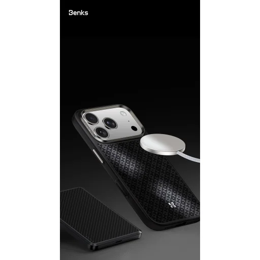 Benks Magnetic Armor Pro Armor Grid Kevlar tok Metal Frame 600D (Y069) iPhone 17 Pro fekete, - 11