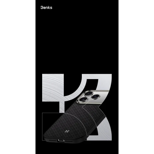 Benks Magnetic Armor Pro Armor Grid Kevlar tok Metal Frame 600D (Y069) iPhone 17 Pro fekete, - 12