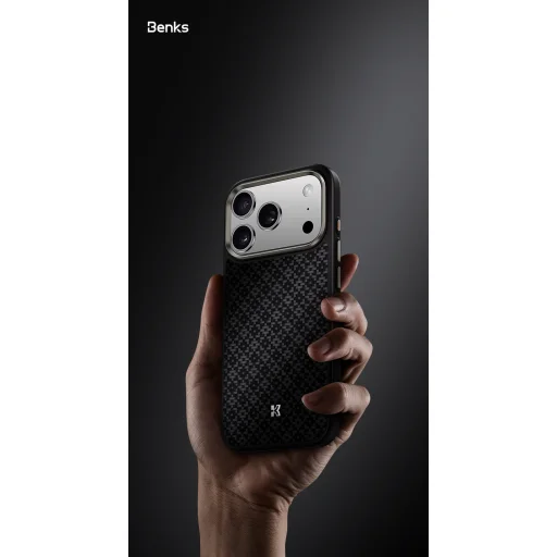 Benks Magnetic Armor Pro Armor Grid Kevlar tok Metal Frame 600D (Y069) iPhone 17 Pro fekete, - 15