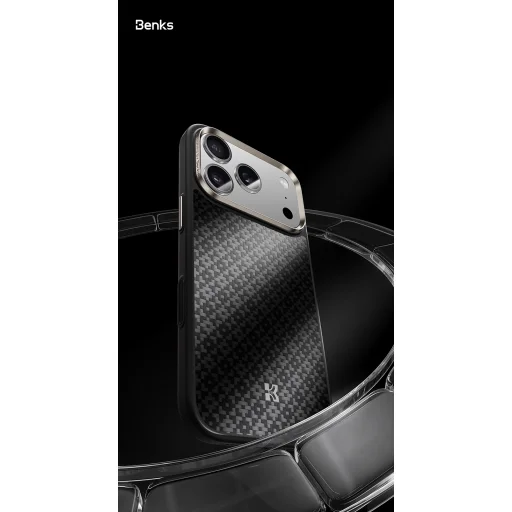 Benks Magnetic Armor Pro Armor Grid Kevlar tok Metal Frame 600D (Y069) iPhone 17 Pro fekete, - 5