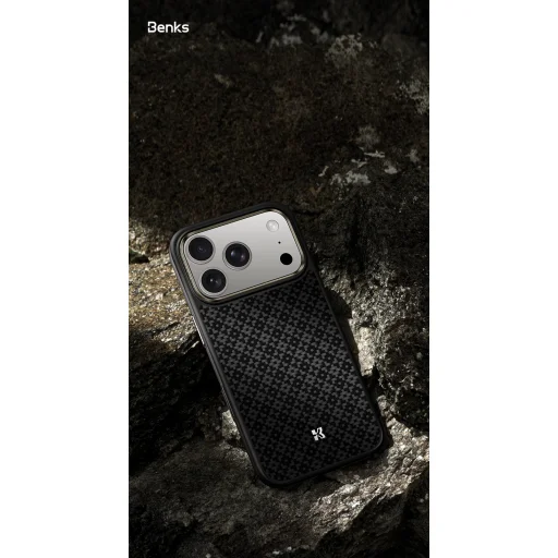 Benks Magnetic Armor Pro Armor Grid Kevlar tok Metal Frame 600D (Y069) iPhone 17 Pro fekete, - 6