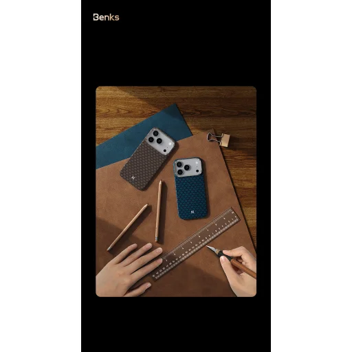 Benks Magnetic Armor Air Armor Grid Kevlar tok fém kerettel 600D (A070) iPhone 17 Pro Max arany tok - 10