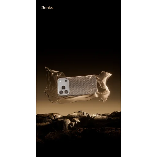 Benks Magnetic Armor Air Armor Grid Kevlar tok fém kerettel 600D (A070) iPhone 17 Pro Max arany tok - 11