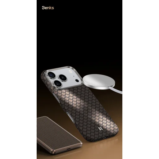 Benks Magnetic Armor Air Armor Grid Kevlar tok fém kerettel 600D (A070) iPhone 17 Pro Max arany tok - 6