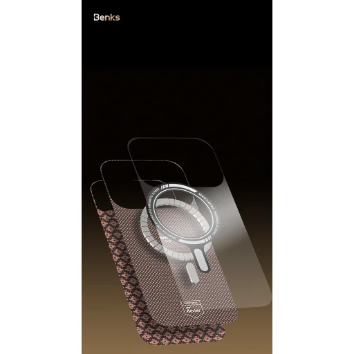 Benks Magnetic Armor Air Armor Grid Kevlar tok fém kerettel 600D (A070) iPhone 17 Pro Max arany tok - 7