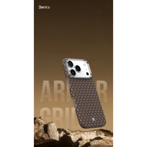 Benks Magnetic Armor Air Armor Grid Kevlar tok fém kerettel 600D (A070) iPhone 17 Pro Max arany tok - 8