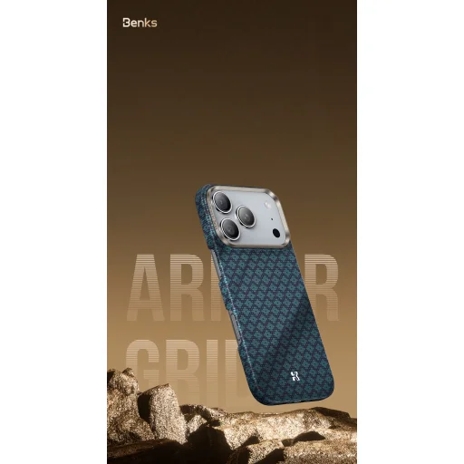 Benks Magnetic Armor Air Armor Grid Kevlar Fliptok Metal Frame 600D (0070) iPhone 17 Pro Max-hoz narancssárga tok - 11
