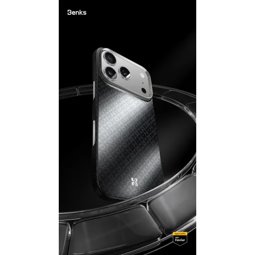 Benks Mágneses Armor Air Armor Rácsos Kevlar Tok Fémkeret 600D (B067) Iphone 17 fekete tok - 5