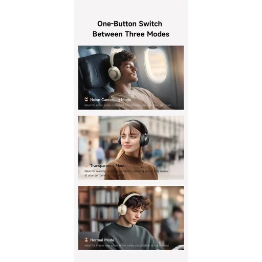 Mcdodo - Vezeték nélküli fejhallgató T03 sorozat (HP-5821) - On-Ear, Bluetooth V5.4, 500mAh, ANC technológia - Bézs - 6