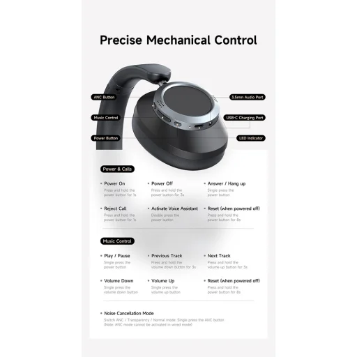 Mcdodo - Vezeték nélküli fejhallgató T03 sorozat (HP-5821) - On-Ear, Bluetooth V5.4, 500mAh, ANC technológia - Bézs - 5