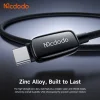 Mcdodo USB-C to USB-C (CA-0100) adatkábel - Auto fényerő-szabályozással, 100W, 5A, 1.2m - Fekete thumbnail