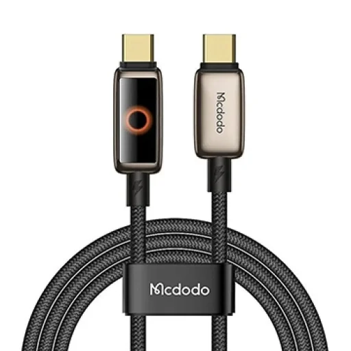 USB-C to USB-C Mcdodo Data Cable (CA-6681) Légzésfényes LED kijelzővel és automatikus kikapcsolással, 100W, 1.2m - Sivatagi Arany - 2