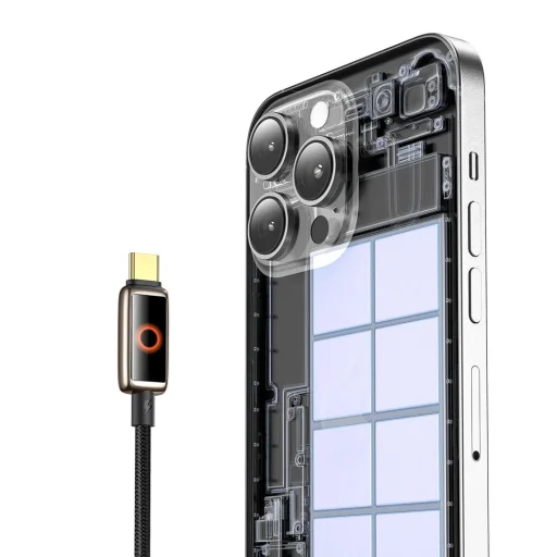 USB-C to USB-C Mcdodo Data Cable (CA-6681) Légzésfényes LED kijelzővel és automatikus kikapcsolással, 100W, 1.2m - Sivatagi Arany - 5