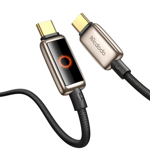 USB-C to USB-C Mcdodo Data Cable (CA-6681) Légzésfényes LED kijelzővel és automatikus kikapcsolással, 100W, 1.2m - Sivatagi Arany - 1