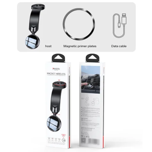 Autós tartó vezeték nélküli töltéssel (Yesido C316) - műszerfalra, N52 mágnesek, rugalmas, intelligens energia szabályozás, 15W - fekete - 3