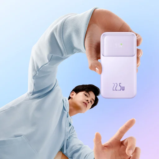 Baseus Comet Series powerbank kijelzővel 20000mAh 22.5W - lila + USB-A / USB-C kábel - 9