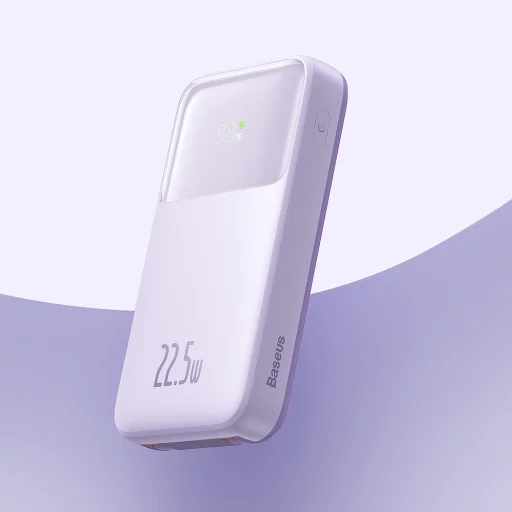 Baseus Comet Series powerbank kijelzővel 20000mAh 22.5W - lila + USB-A / USB-C kábel - 11