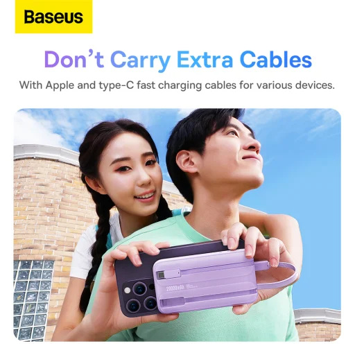 Baseus Comet Series powerbank kijelzővel 20000mAh 22.5W - lila + USB-A / USB-C kábel - 14
