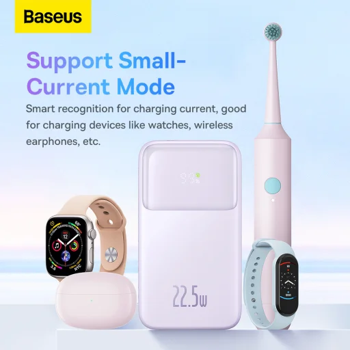 Baseus Comet Series powerbank kijelzővel 20000mAh 22.5W - lila + USB-A / USB-C kábel - 17