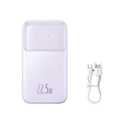 Baseus Comet Series powerbank kijelzővel 20000mAh 22.5W - lila + USB-A / USB-C kábel - 1
