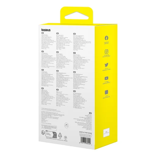 Baseus Qpow2 20000mAh 22.5W Powerbank kettős kábellel digitális kijelzővel + Baseus Simple USB-C 3A kábel 0.3m (Fehér) - Lila - 10