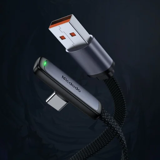 Mcdodo USB-C to USB-A 90 fokos kialakítás, 100W, LED kijelző, 1.2m adatkábel fekete (CA-3340) - 4