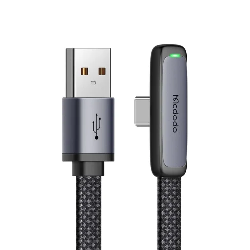 Mcdodo USB-C to USB-A 90 fokos kialakítás, 100W, LED kijelző, 1.2m adatkábel fekete (CA-3340) - 1