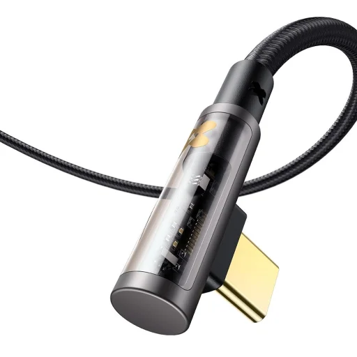Mcdodo Data Cable (CA-3400) - USB-C - USB-C, 90 fokos kialakítás, 100W, átlátszó dizájn, 1.2m - fekete - 5