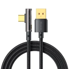 Mcdodo - Adatkábel (CA-3380) - USB-C és USB-A, 90 fokos kialakítás, 6A, átlátszó design, 1.2m - Fekete