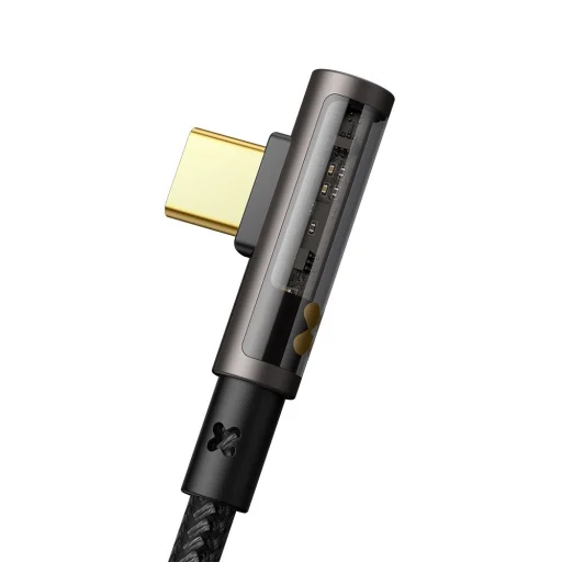 Mcdodo - Adatkábel (CA-3380) - USB-C és USB-A, 90 fokos kialakítás, 6A, átlátszó design, 1.2m - Fekete - 4