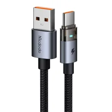 USB-C to USB-A Átlátszó Kábel 6A, 1.2m - Fekete Mcdodo - Data Cable (CA-6890) - töltési fénnyel