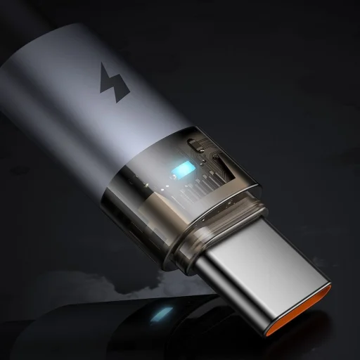 USB-C to USB-A Átlátszó Kábel 6A, 1.2m - Fekete Mcdodo - Data Cable (CA-6890) - töltési fénnyel - 3