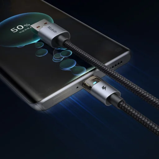 USB-C to USB-A Átlátszó Kábel 6A, 1.2m - Fekete Mcdodo - Data Cable (CA-6890) - töltési fénnyel - 5