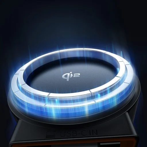 Mcdodo Autós tartó vezeték nélküli töltéssel 15W, Qi2, Beépített visszahúzható kábel, Légbefúvóra rögzíthető, Desert Gold (CH-0091) - 3