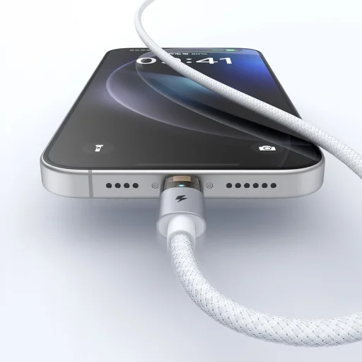 Mcdodo CA-6912 Adatkábel fehér, USB-A - Lightning, töltési fényt adó átlátszó kábel, 1.2m - 4