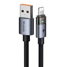 Mcdodo - USB-A to Lightning Átlátszó Kábel Töltőfénnyel, 1.2m - Fekete (CA-6910) Adatkábellel