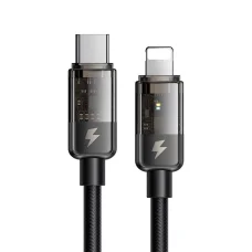 Type-C to Lightning Mcdodo Data Cable (CA-3160), 36W, Átlátszó kialakítás, Automatikus kikapcsolás, 1.2m - Fekete
