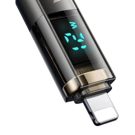 Mcdodo - Adatkábel (CA-3620) - USB-A-ról Lightning-re, 3A, Digitális kijelző, Automatikus kikapcsolás, Átlátszó kivitel, 1.2m - Fekete - 2