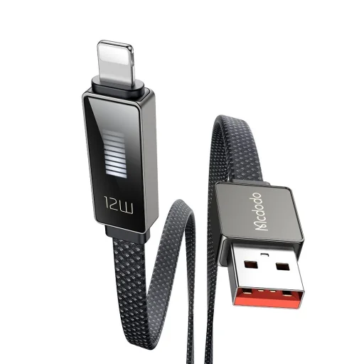 Mcdodo - Data Cable Rythm Series (CA-4970) - USB-A - Lightning, 3A, LED kijelző, 1.2m - Fekete - 1