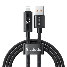 Mcdodo - Adatkábelt USB-A - Lightning, Kettős LED Kijelző, 3A, 1.2m - Fekete