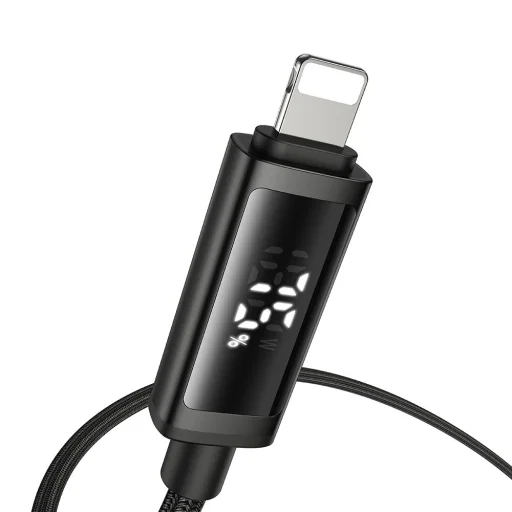 Mcdodo - Adatkábelt USB-A - Lightning, Kettős LED Kijelző, 3A, 1.2m - Fekete - 2