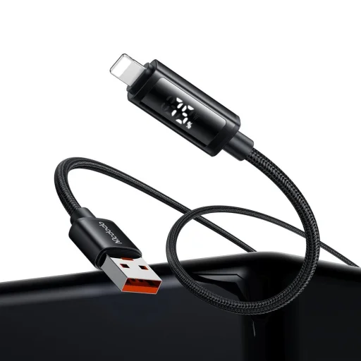 Mcdodo - Adatkábelt USB-A - Lightning, Kettős LED Kijelző, 3A, 1.2m - Fekete - 4