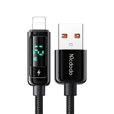 Mcdodo USB-A - Lightning adatkábel (CA-9940), 3A, digitális kijelző, 1.2m - Fekete