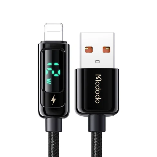 Mcdodo USB-A - Lightning adatkábel (CA-9940), 3A, digitális kijelző, 1.2m - Fekete - 1