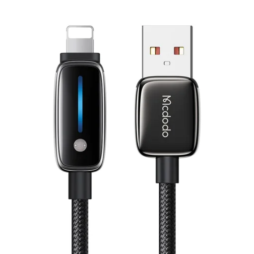 Data Cable (CA-0010) - Automatikus Fényerő Szabályozás, USB-A Lightning-hez, 3A, 1.2m - Fekete Mcdodo kábel - 1