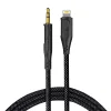 Audio Cable Adapter Lito LA02 - Lightning to Jack 3.5mm, Nulla Jelveszteséggel, Nylon fonatos, 1m - Fekete