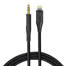 Audio Cable Adapter Lito LA02 - Lightning to Jack 3.5mm, Nulla Jelveszteséggel, Nylon fonatos, 1m - Fekete