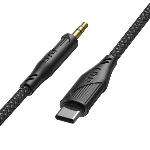 Audio Cable Adapter Lito LA02 - Lightning to Jack 3.5mm, Nulla Jelveszteséggel, Nylon fonatos, 1m - Fekete - 5
